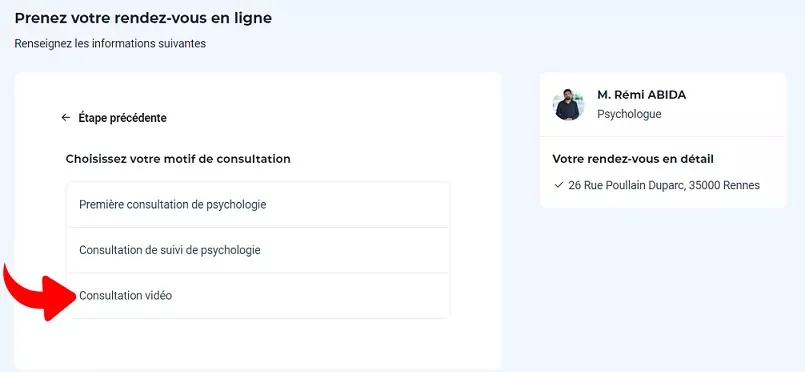 prendre rendez vous psychologue consultation vidéo